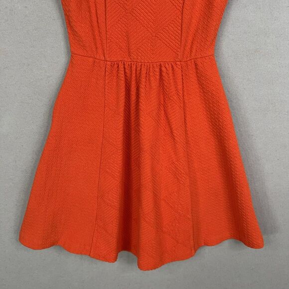 Anthropologie Maeve Dress Womens 8 Orange Textured Pockets V Neck Boho Summer - Picture 4 of 15